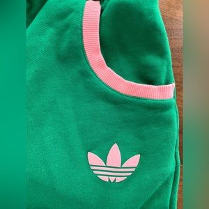Adicolor heritage green and pink adidas sweatpants size small